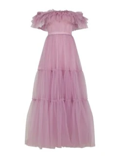 BCBGMAXAZRIA Charmante Off-the-Shoulder Gown -Deals BCBGMAXAZRIA Store 12.30 MX07D32E LAV 003