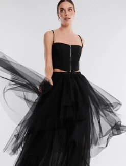 BCBGMAXAZRIA Layered Ruffle Tulle Skirt 14 BCBGMAXAZRIA Layered Ruffle Tulle Skirt -Deals BCBGMAXAZRIA Store 2.28 B 2VX2B44E BLK 6 HiRes