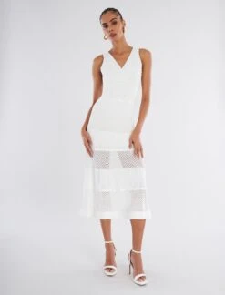 BCBGMAXAZRIA Adrienne V-Neck Fit-And-Flare Dress