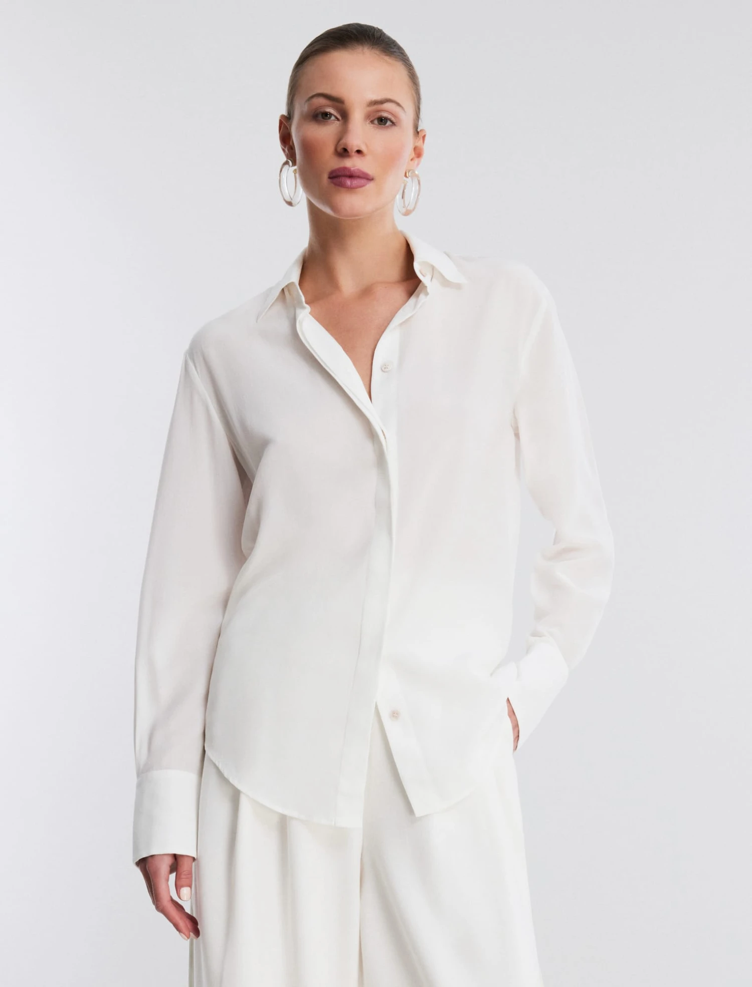 BCBGMAXAZRIA Silk Button-Up Top 1 BCBGMAXAZRIA Silk Button-Up Top