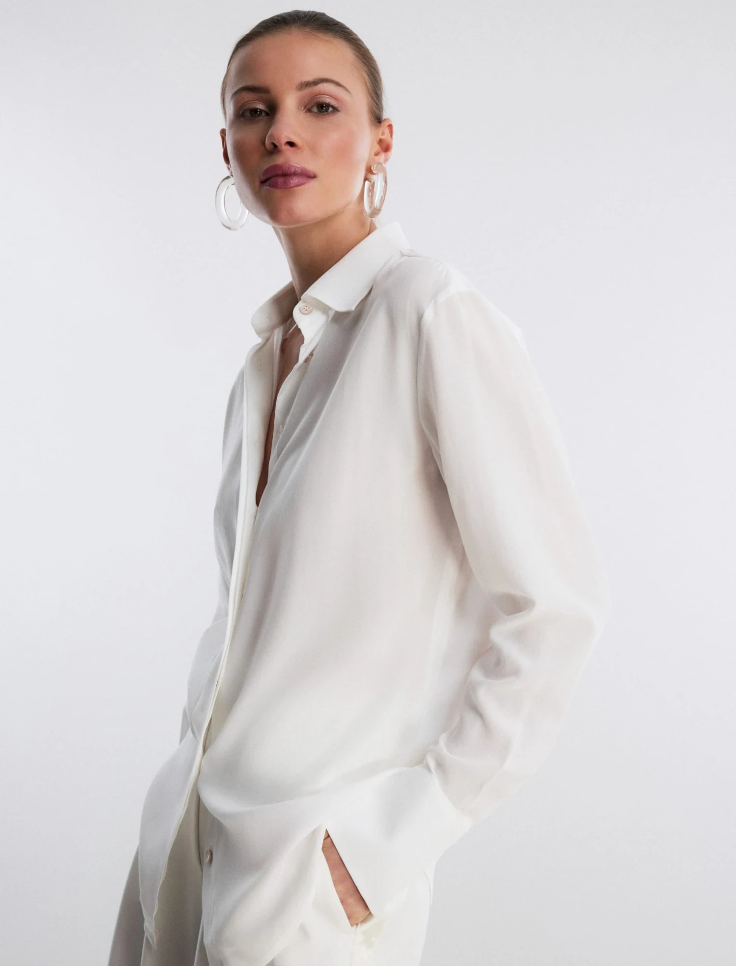 BCBGMAXAZRIA Silk Button-Up Top 3 BCBGMAXAZRIA Silk Button-Up Top - Image 3