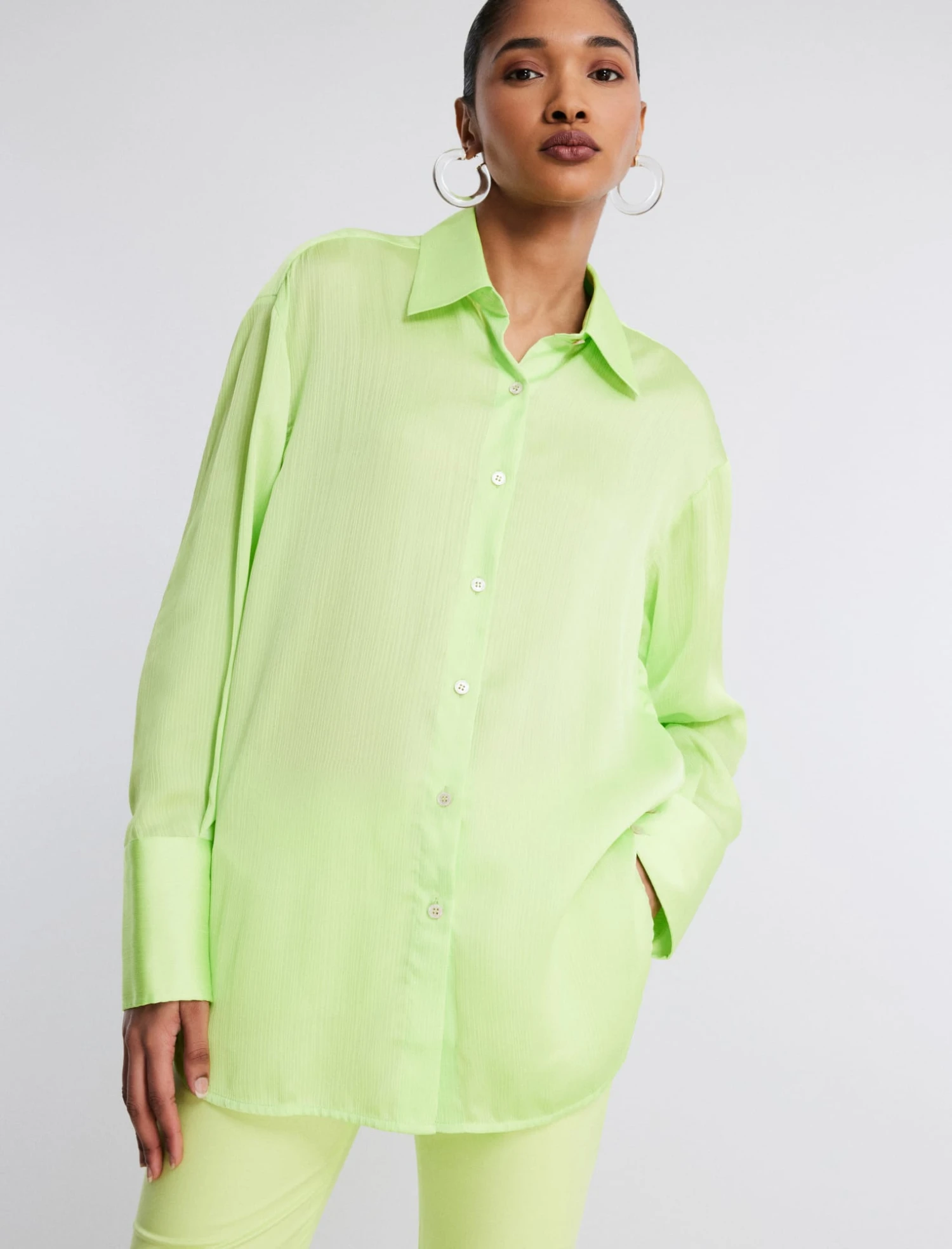 BCBGMAXAZRIA Satin Button-Up Top 1 BCBGMAXAZRIA Satin Button-Up Top