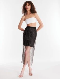 BCBGMAXAZRIA Arlo Sparkle Net Skirt