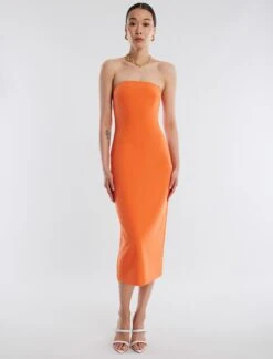 BCBGMAXAZRIA Zane Strapless Midi Dress