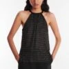 BCBGMAXAZRIA Adele Sparkle Net Halter Top