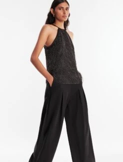 BCBGMAXAZRIA Adele Sparkle Net Halter Top -Deals BCBGMAXAZRIA Store 4.30 T AGA10536 001 5