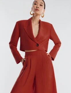 BCBGMAXAZRIA Knox Linen Crop Jacket -Deals BCBGMAXAZRIA Store 430 T AFH40494 931 6 v2