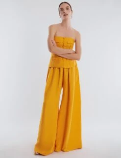 BCBGMAXAZRIA Remington Linen Wide-Leg Trouser