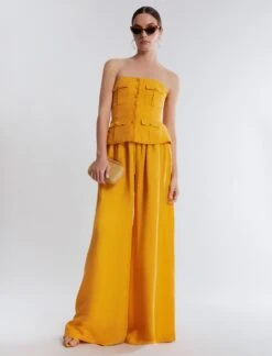 BCBGMAXAZRIA Remington Linen Wide-Leg Trouser -Deals BCBGMAXAZRIA Store 5.30 B AGS20575 704 5