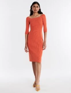 BCBGMAXAZRIA Dexter Off-The-Shoulder Midi Dress