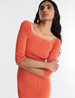 BCBGMAXAZRIA Dexter Off-The-Shoulder Midi Dress -Deals BCBGMAXAZRIA Store 5.30 D 2XX3S13E GIN 6