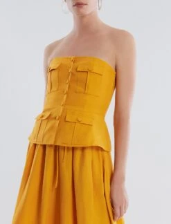 BCBGMAXAZRIA Dakota Linen Peplum Top -Deals BCBGMAXAZRIA Store 5.30 T AGS10573 704 3