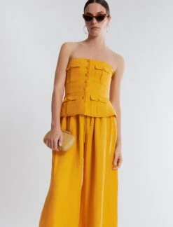 BCBGMAXAZRIA Dakota Linen Peplum Top -Deals BCBGMAXAZRIA Store 5.30 T AGS10573 704 5