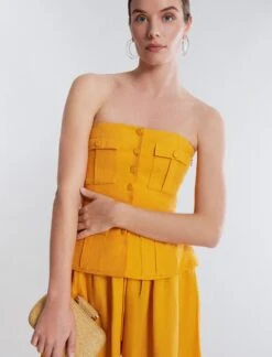 BCBGMAXAZRIA Dakota Linen Peplum Top -Deals BCBGMAXAZRIA Store 5.30 T AGS10573 704 6