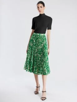 BCBGMAXAZRIA A-Line Pleated Midi Skirt
