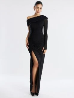 BCBGMAXAZRIA Pallas One Shoulder Ruched Gown