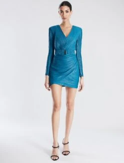 BCBGMAXAZRIA Amabel Long Sleeve Mini Dress 13 BCBGMAXAZRIA Amabel Long Sleeve Mini Dress -Deals BCBGMAXAZRIA Store 7.30 D MY05D04E BLU 5