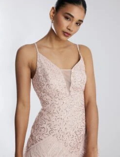 BCBGMAXAZRIA Isla Beaded Illusion Ruffle Gown -Deals BCBGMAXAZRIA Store 7.30 D MY05D07E PNK 5