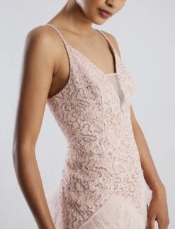 BCBGMAXAZRIA Isla Beaded Illusion Ruffle Gown -Deals BCBGMAXAZRIA Store 7.30 D MY05D07E PNK 6