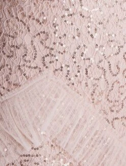 BCBGMAXAZRIA Isla Beaded Illusion Ruffle Gown -Deals BCBGMAXAZRIA Store 7.30 D MY05D07E PNK 7