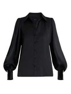 BCBGMAXAZRIA Balloon Sleeve Button-Up Top -Deals BCBGMAXAZRIA Store 7.30 T 2B06T05E BLK 8