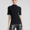 BCBGMAXAZRIA Mock Neck Short Sleeve Top