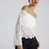 BCBGMAXAZRIA Off-The-Shoulder Bell Sleeve Lace Top
