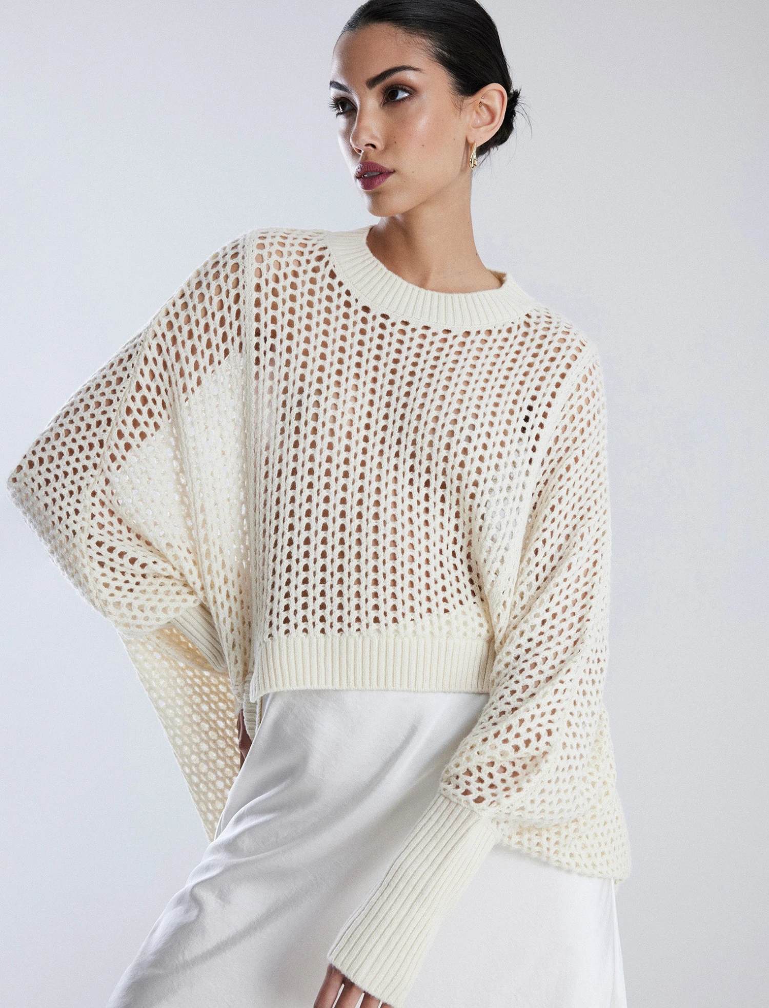 BCBGMAXAZRIA Open Knit High-Low Cocoon Sweater 1 BCBGMAXAZRIA Open Knit High-Low Cocoon Sweater