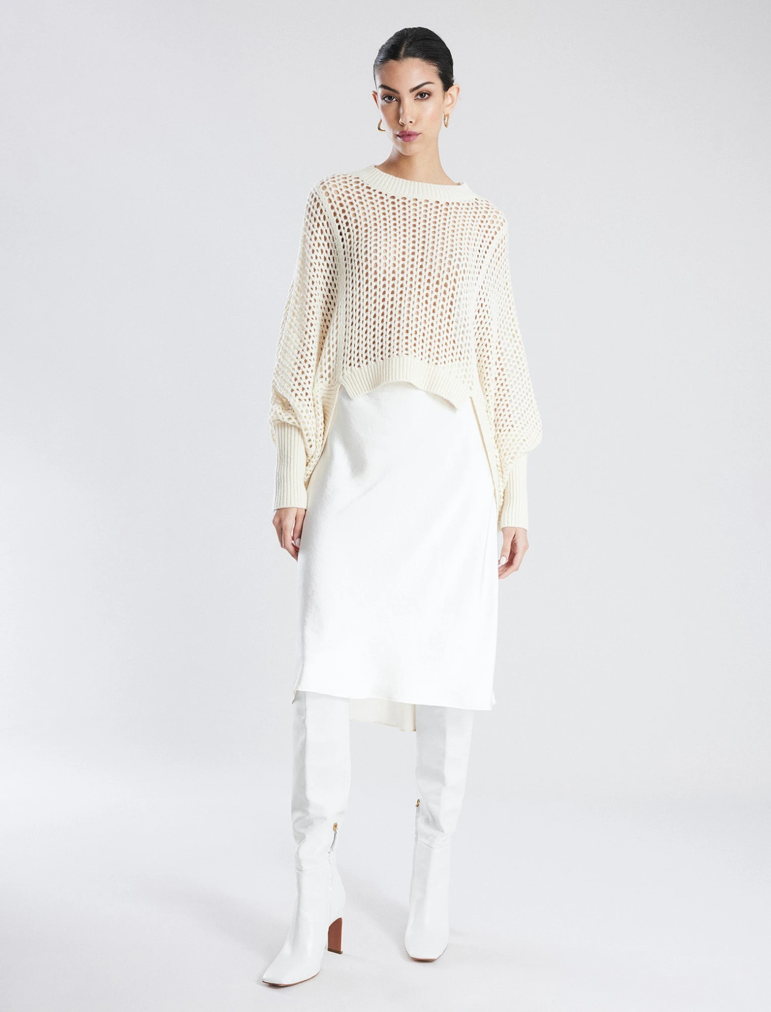 BCBGMAXAZRIA Open Knit High-Low Cocoon Sweater 2 BCBGMAXAZRIA Open Knit High-Low Cocoon Sweater - Image 2