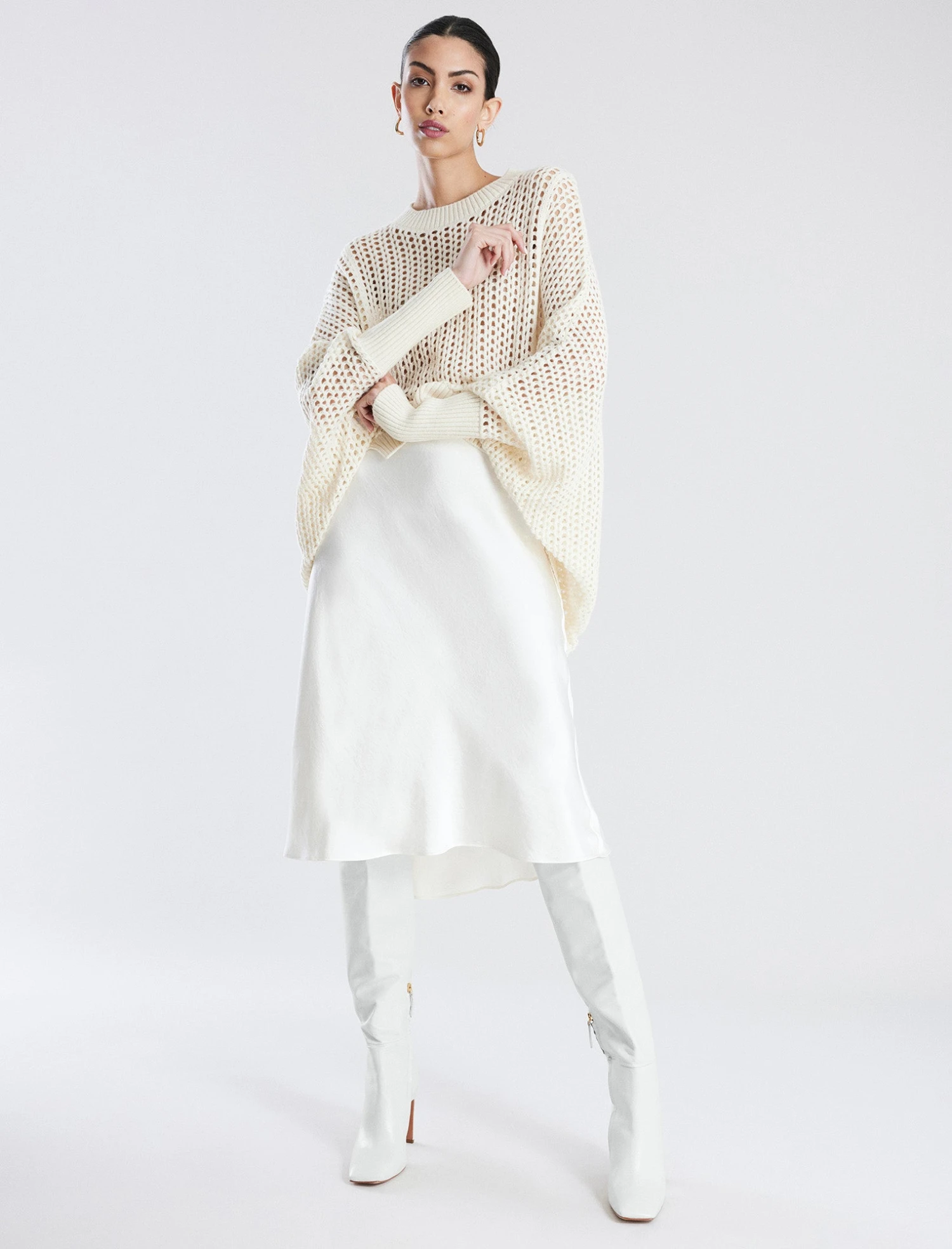 BCBGMAXAZRIA Open Knit High-Low Cocoon Sweater 5 BCBGMAXAZRIA Open Knit High-Low Cocoon Sweater - Image 5