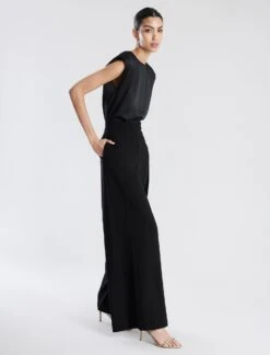 BCBGMAXAZRIA Cap Sleeve Crew Neck Satin Top -Deals BCBGMAXAZRIA Store 7.30 T 2YX5T57E BLK 3